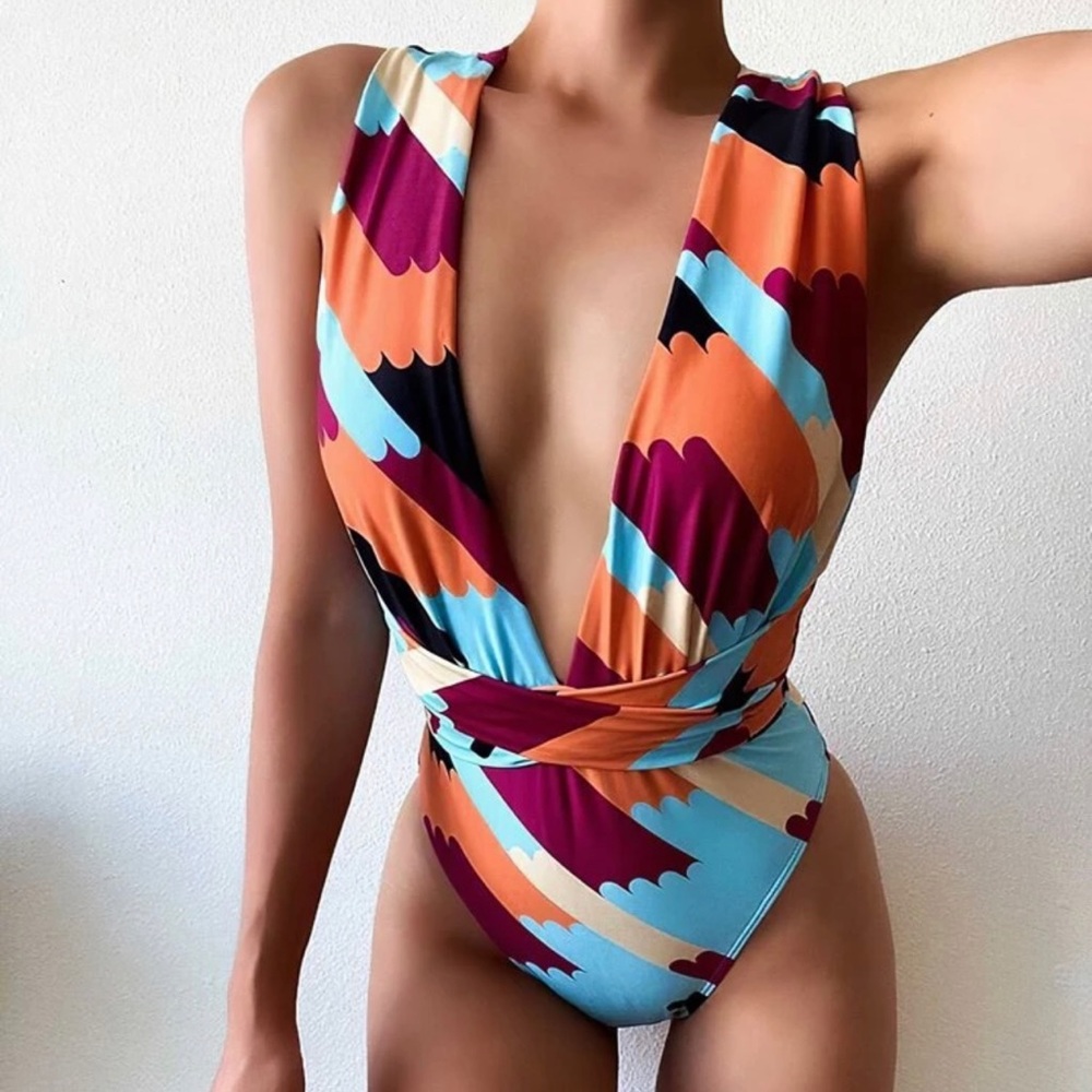 Colorful One Piece Bathing Suit